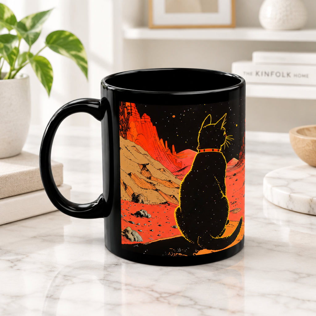 Retro Cat in Space Coffee Tea Mug