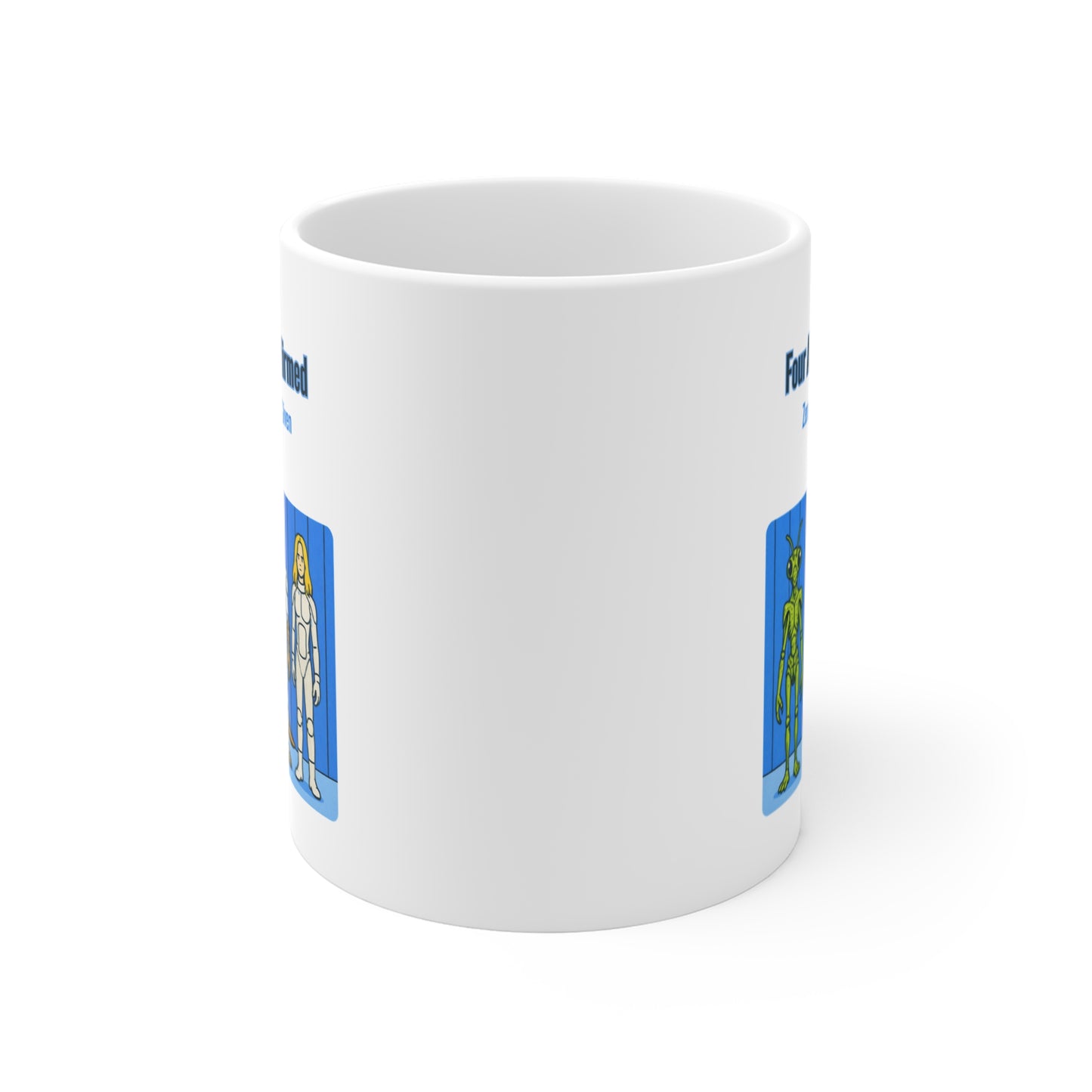 "Four Aliens Confirmed" Sci‑Fi Character Mug