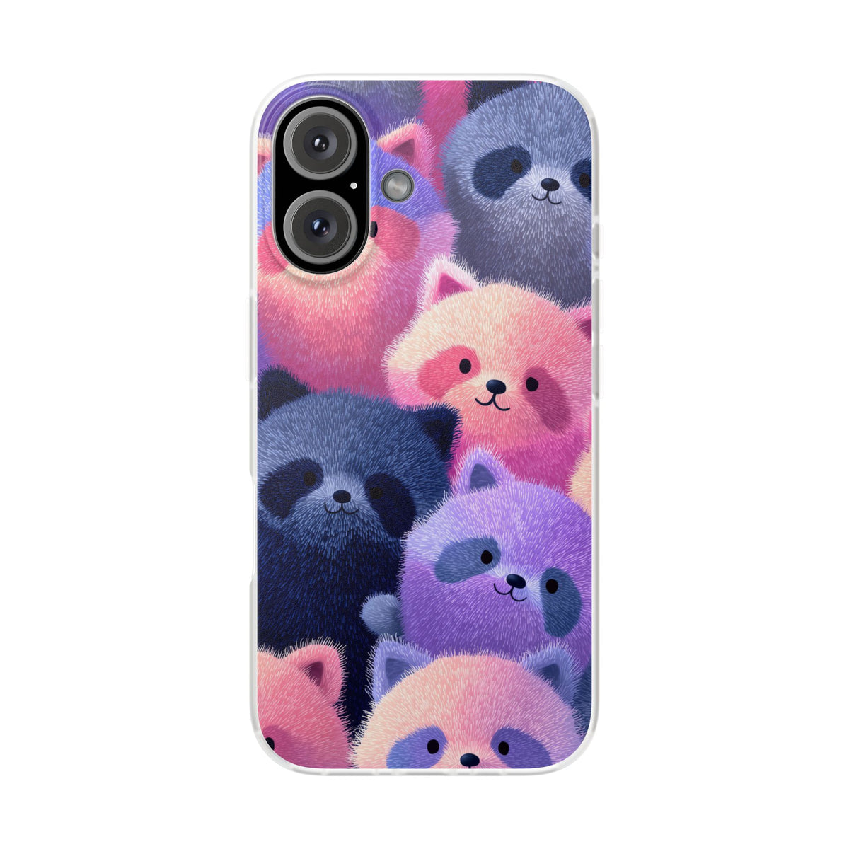 Fluffy Raccoon Cartoon Flexi Cases – Fun and Playful iPhone Case