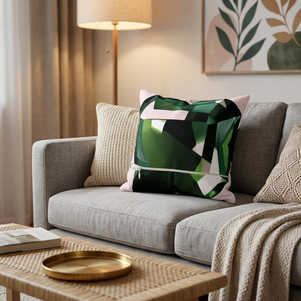 Philodendron Pink Princess in Pot Square Pillow - 3 Sizes