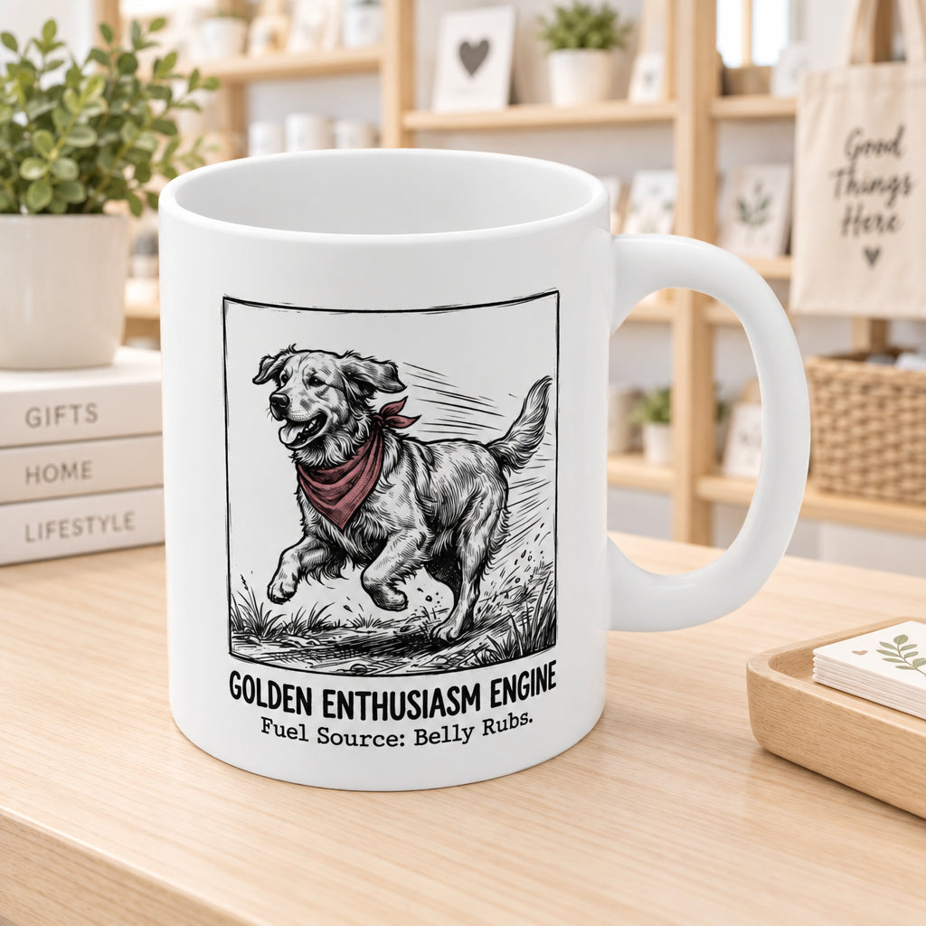 The Golden Retriever Enthusiasm Engine Mug