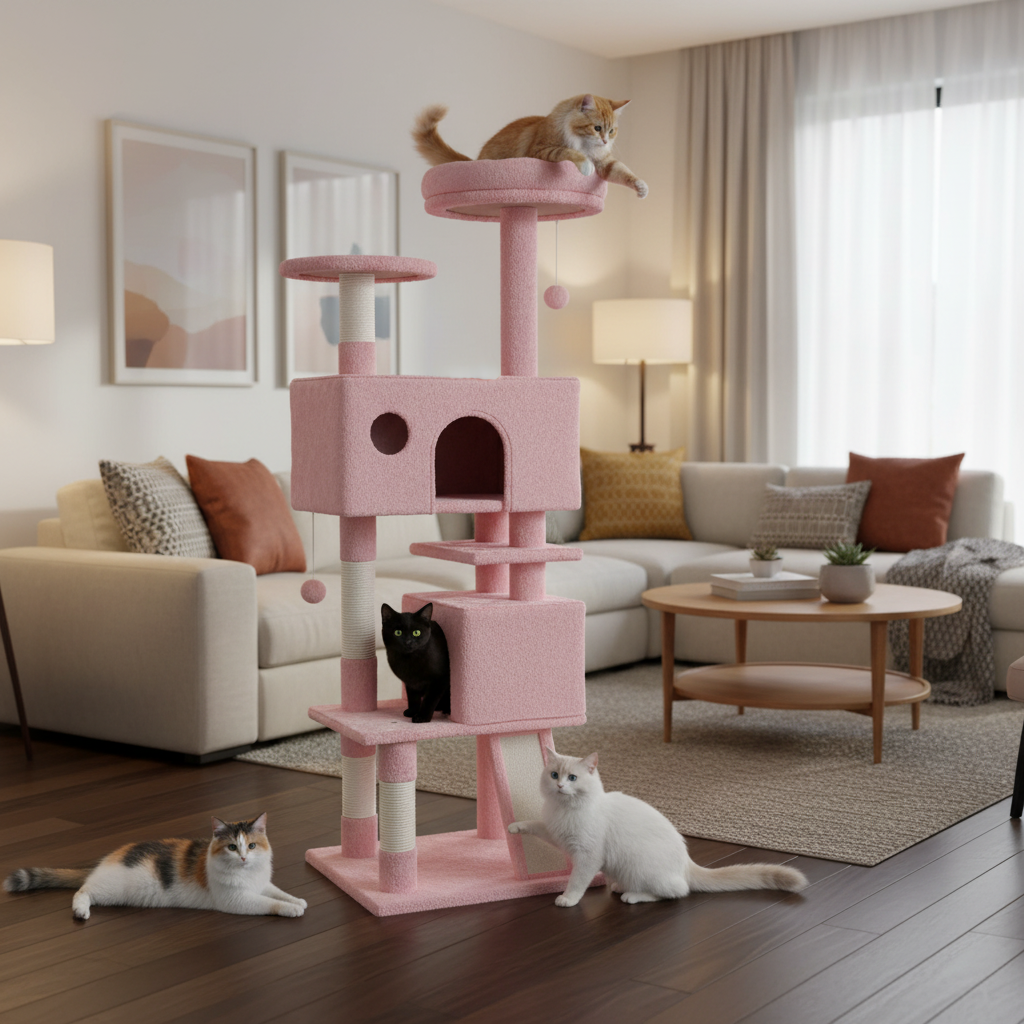 Cat Tree House Scratching Post with Stairs