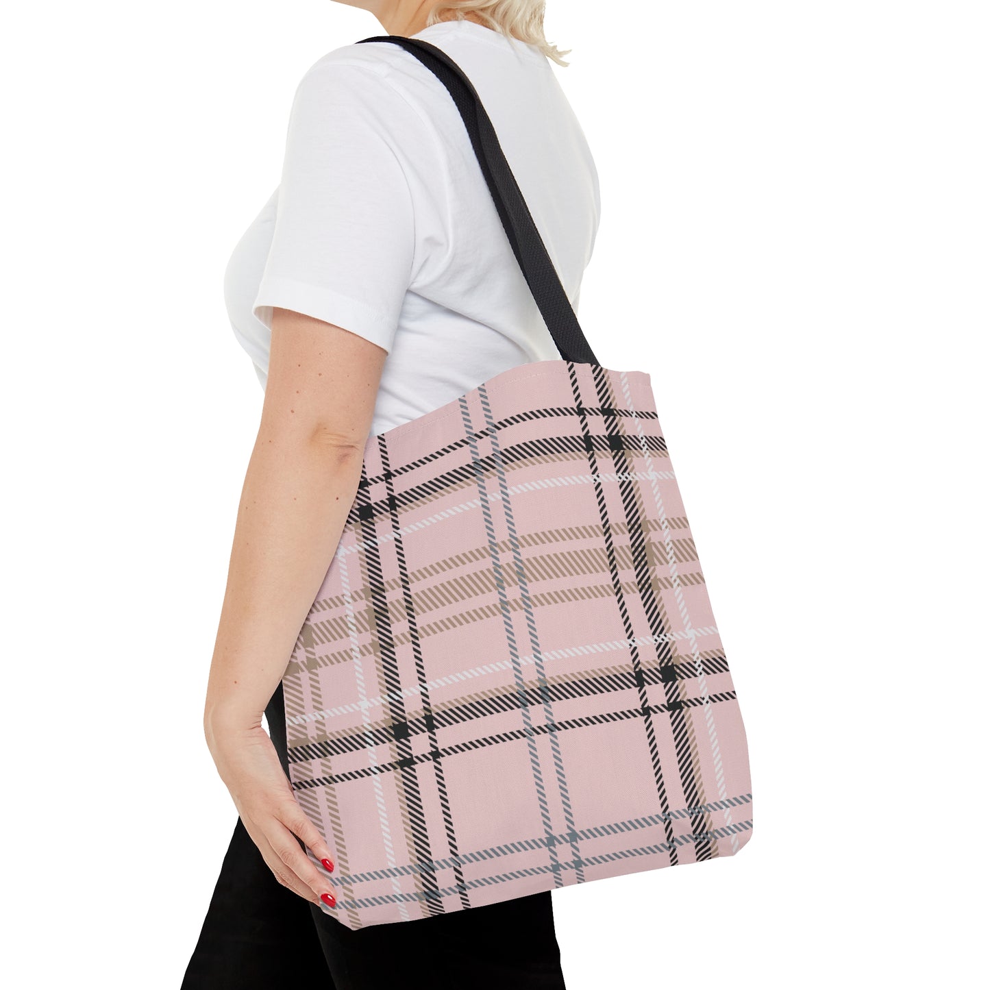 Pink Plaid Tote Bag