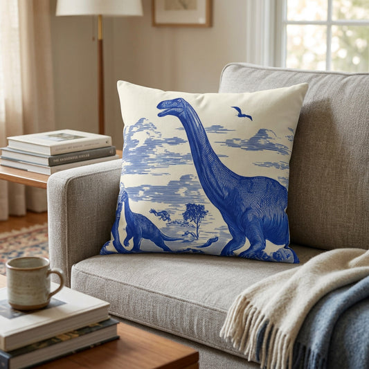 Roam with the Giants Dinosaur Faux Suede Cushion