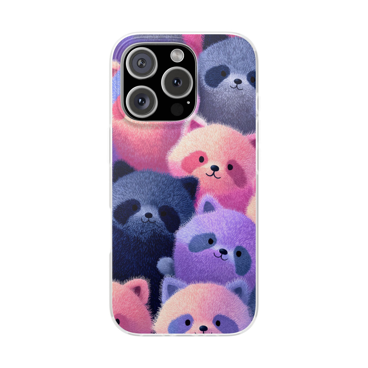 Fluffy Raccoon Cartoon Flexi Cases – Fun and Playful iPhone Case
