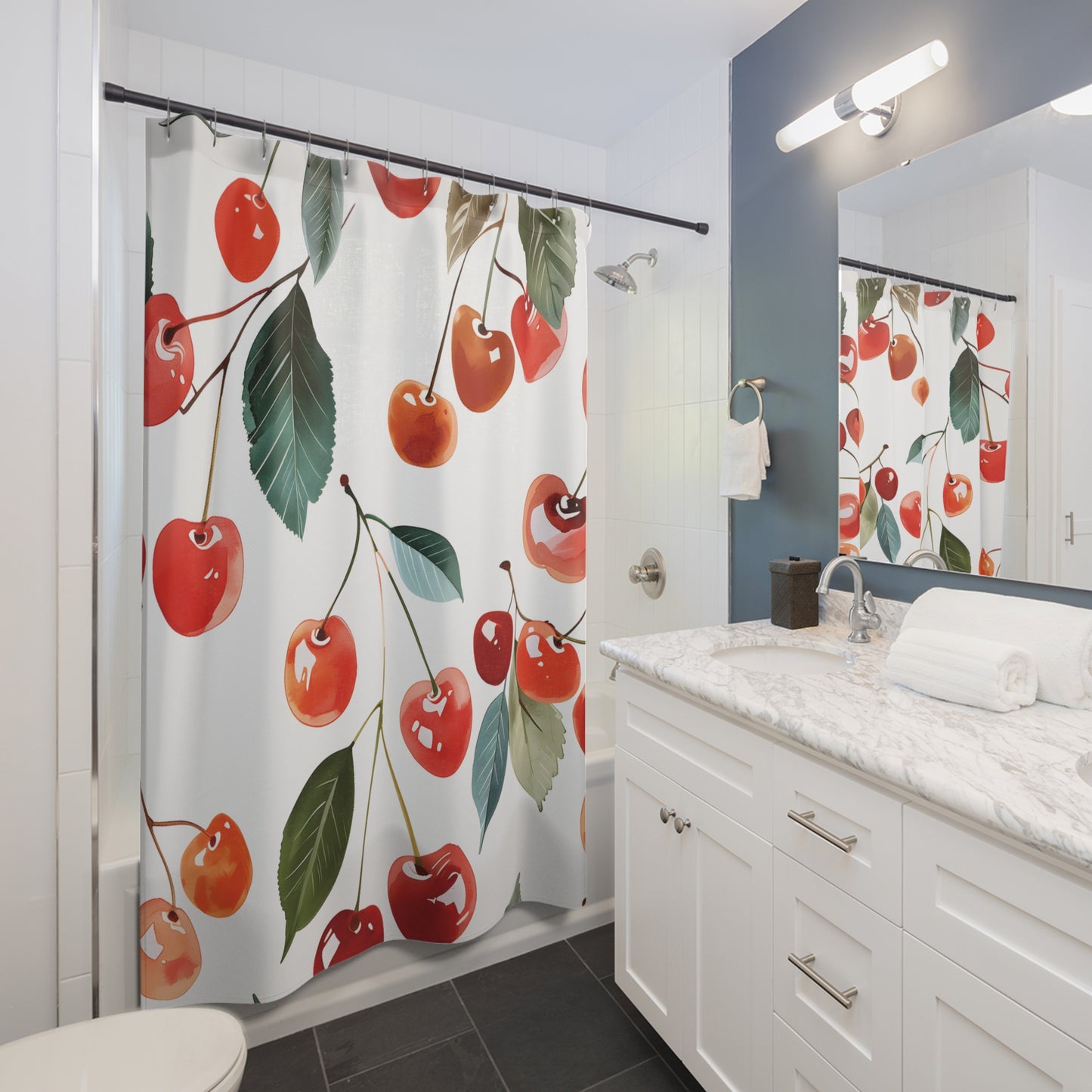 Retro Cherry Pattern Shower Curtain