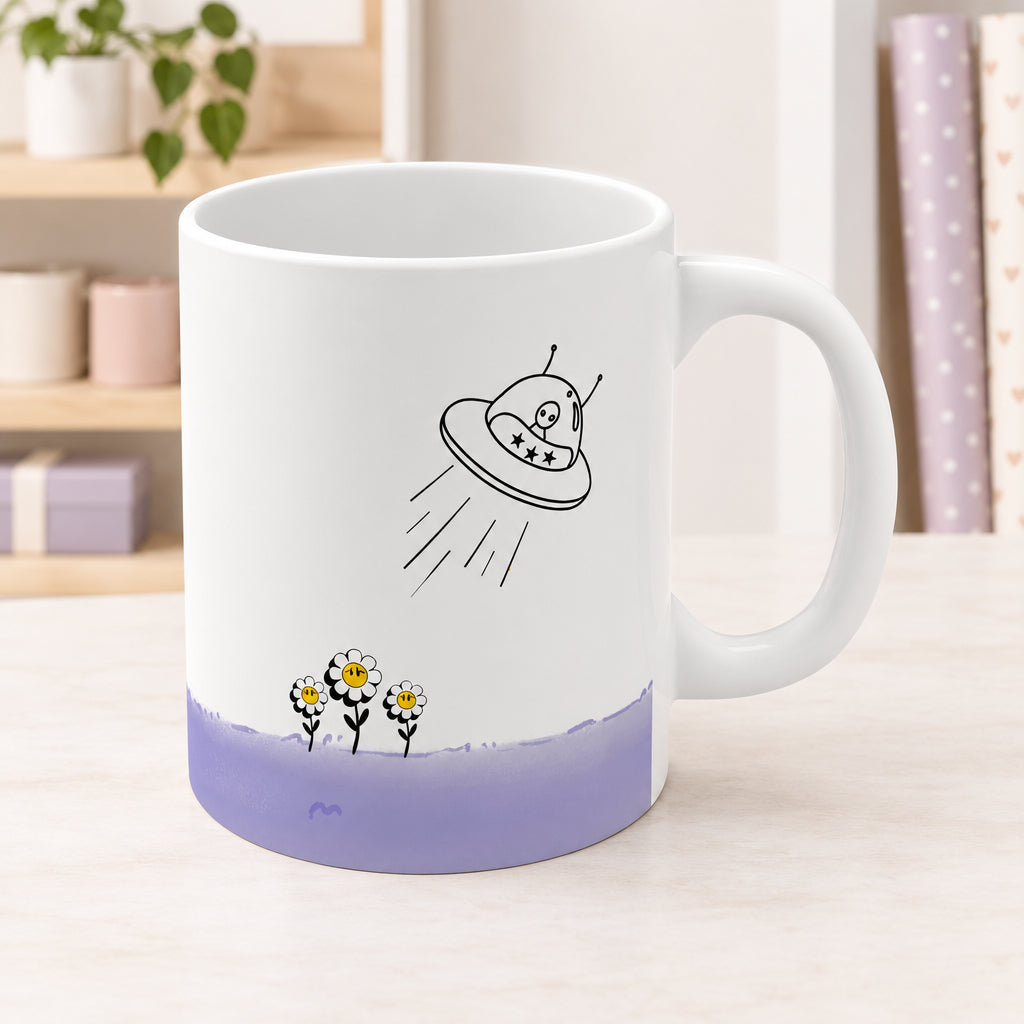 UFO Abducting Sunflowers Mug