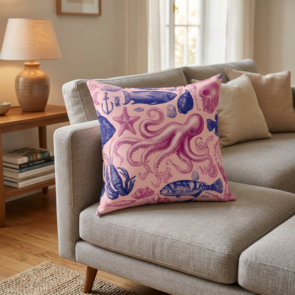 Deep Sea Day Dream Faux Suede Cushion