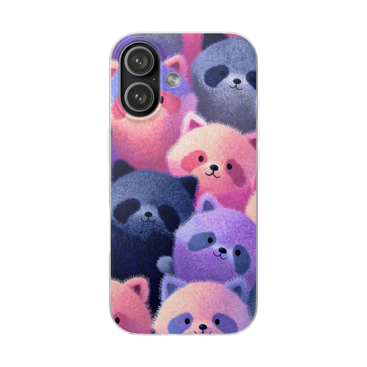 Fluffy Raccoon Cartoon Flexi Cases – Fun and Playful iPhone Case