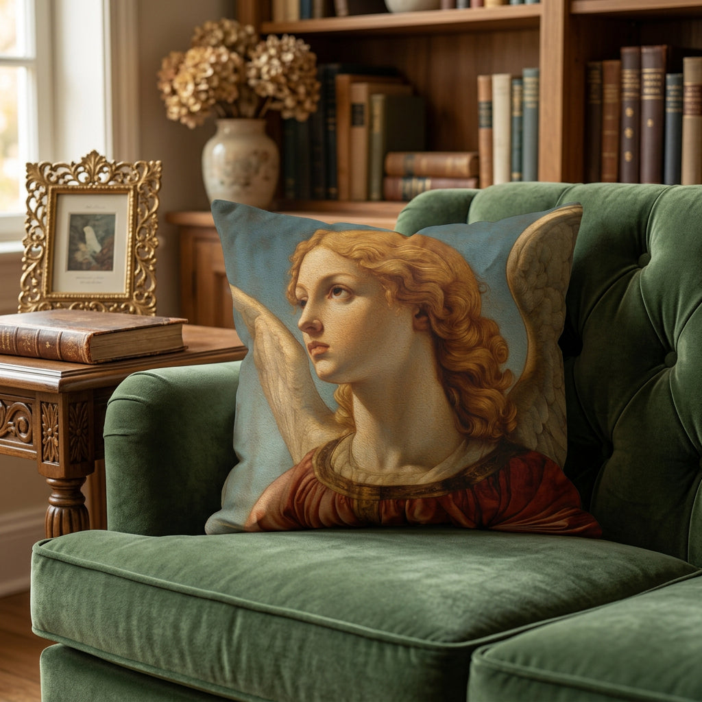 Renaissance Angel with Wings Faux Suede Cushion