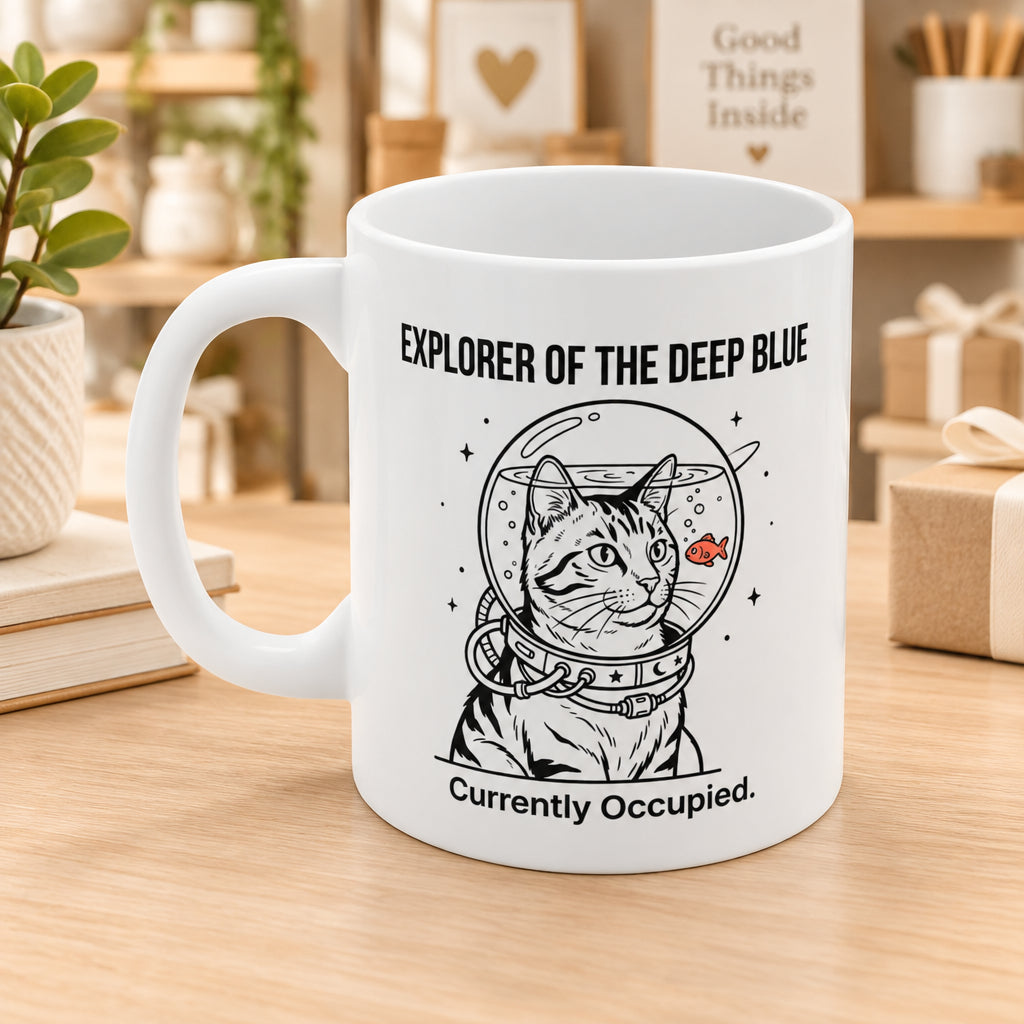 The Fishbowl Astronaut Cat Mug