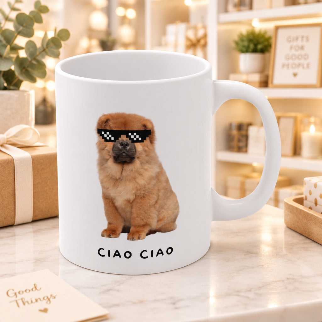 Chow Chow in Pixel Sunglasses Mug