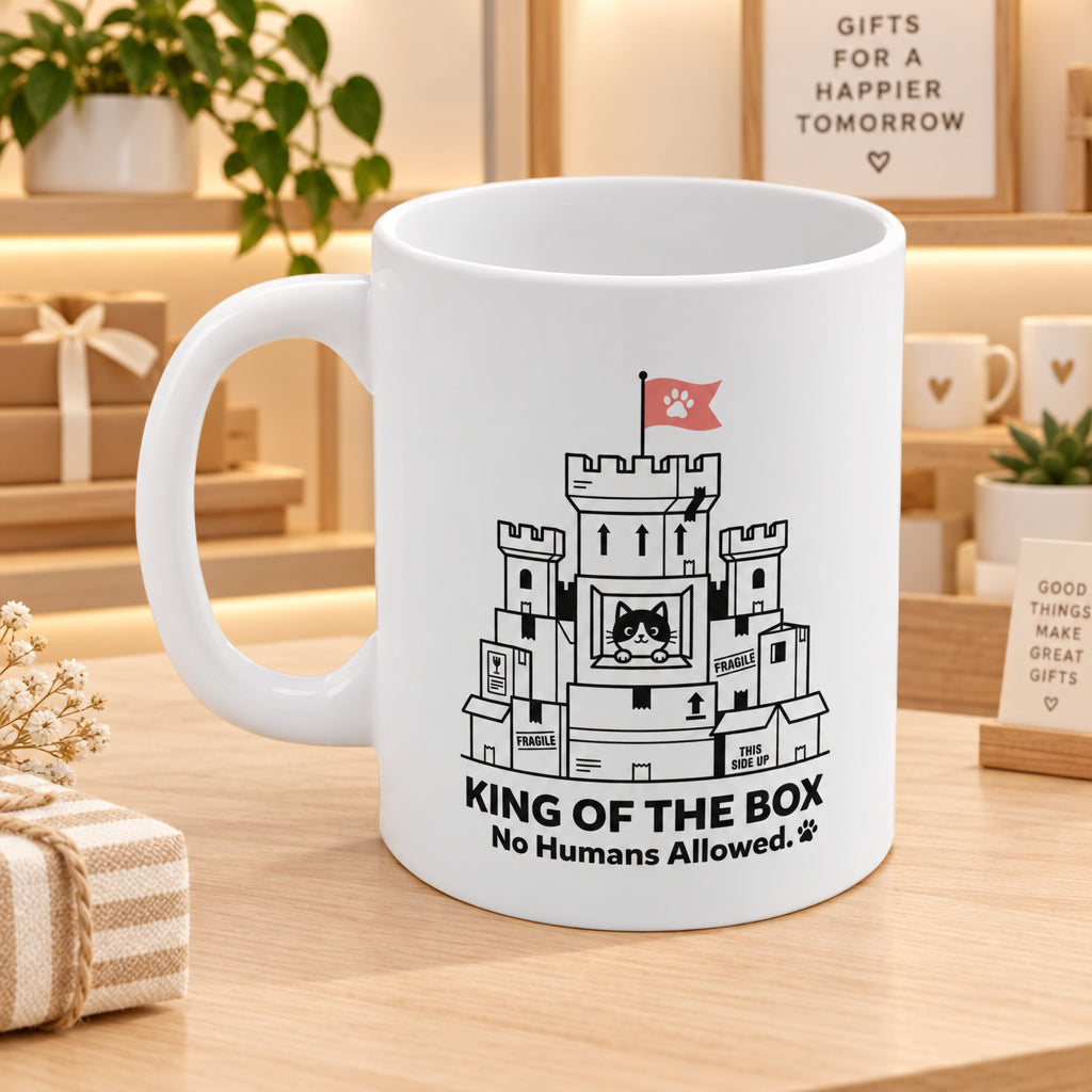 The Cardboard Fortress Cat Mug