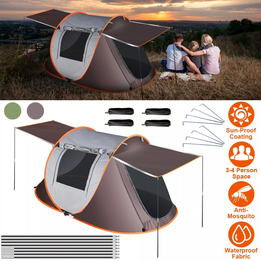 Medium Capacity 3 to 4 Persons Automatic Pop Up Camping Tent