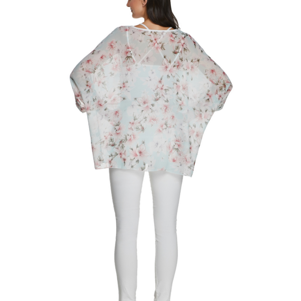 Womens Flowy Chiffon Tunic with Floral Print