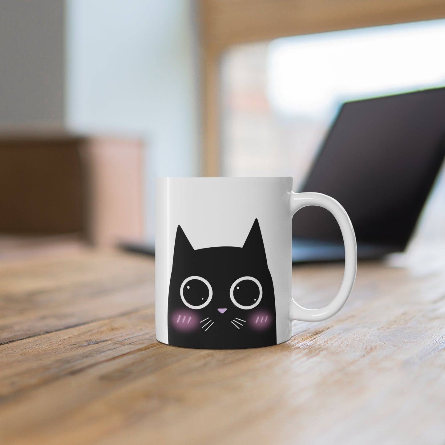 Adorably Emotional Cat White Mug Set - 2 Pcs