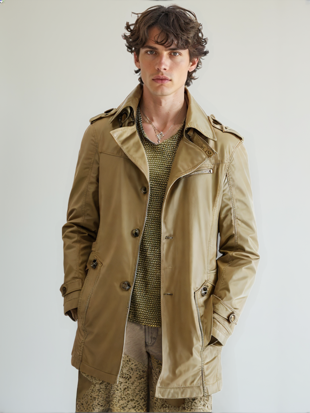 Mens Mid Length Trench Coat