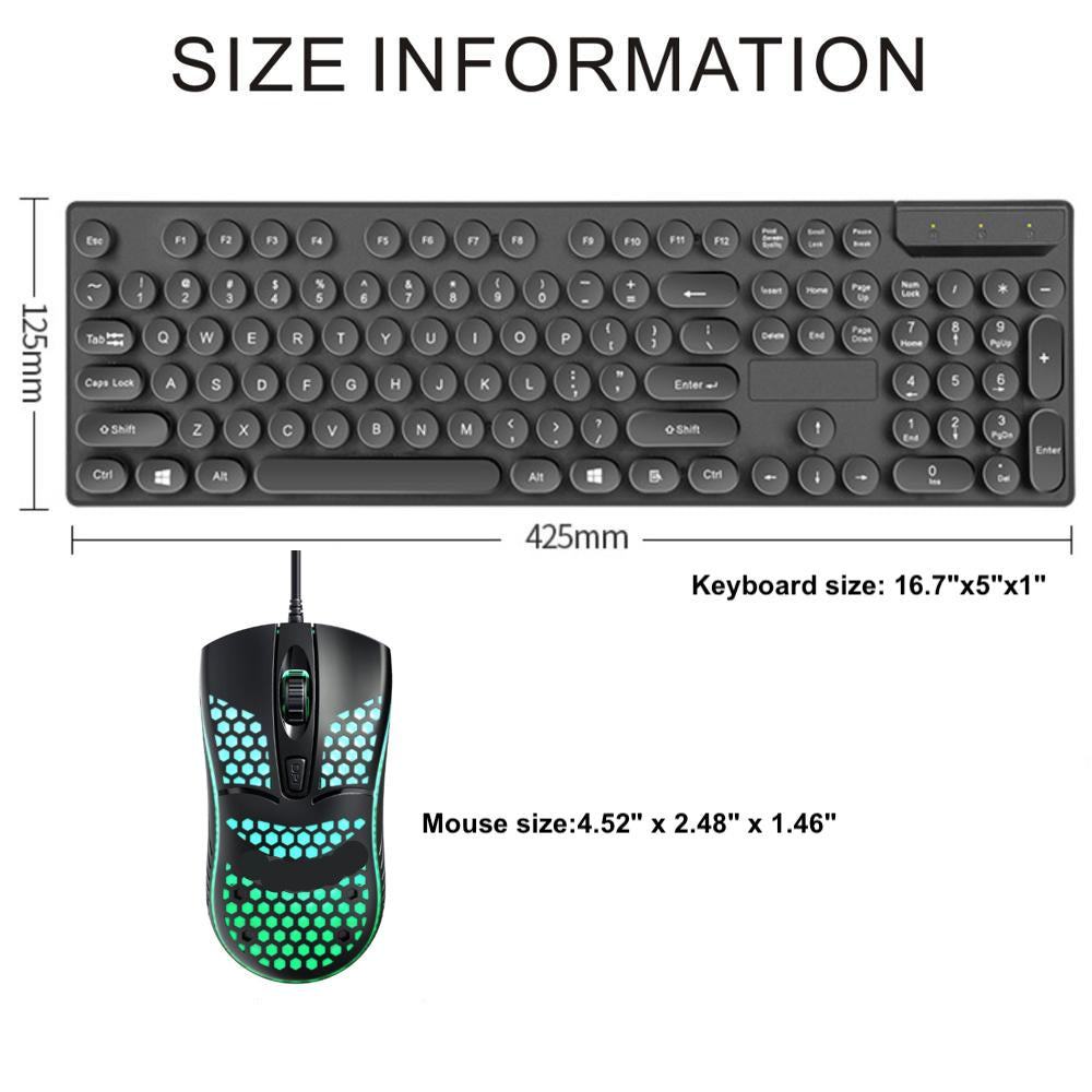 USB Wired Light Up Gaming Keyboard and Mouse Set