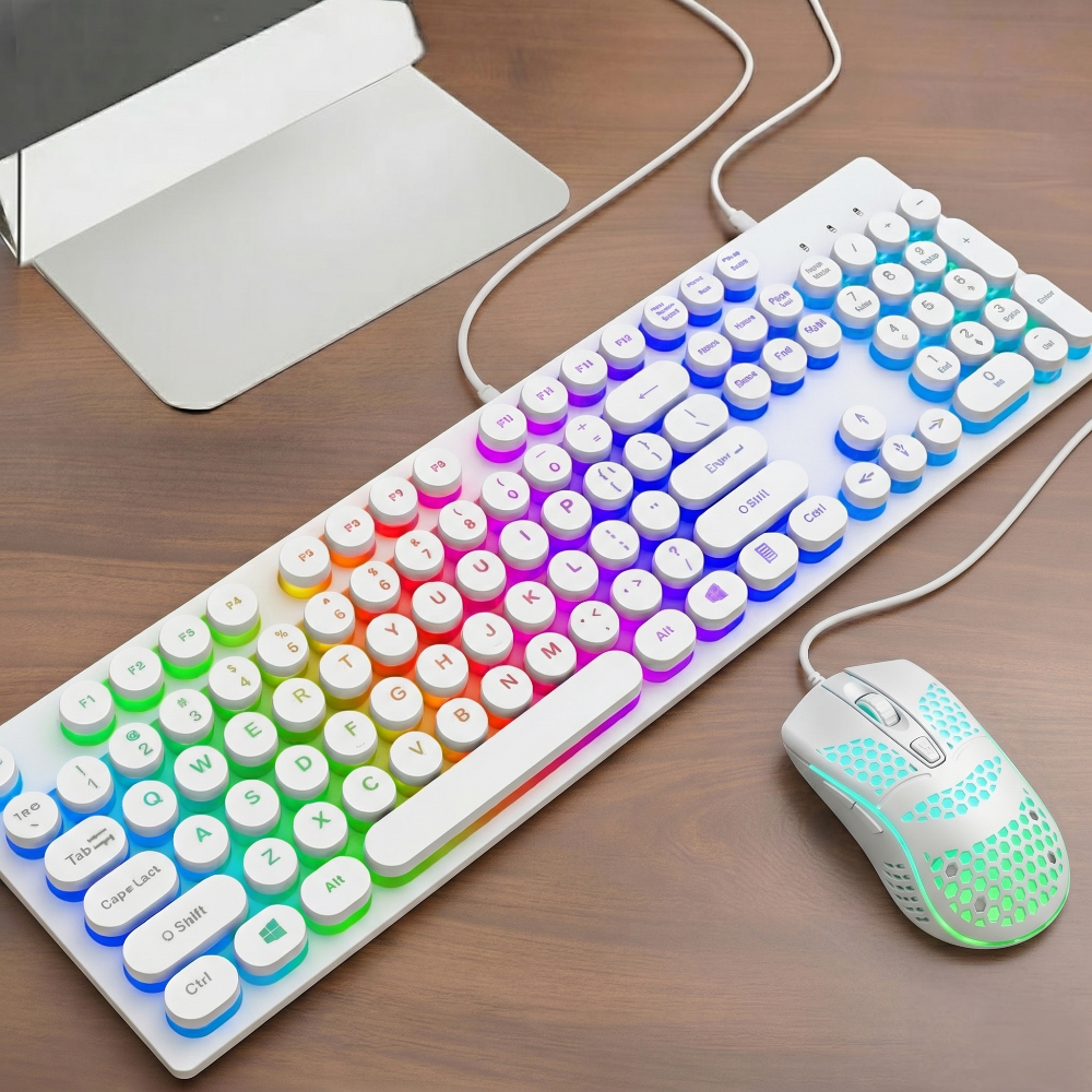 USB Wired Light Up Gaming Keyboard and Mouse Set