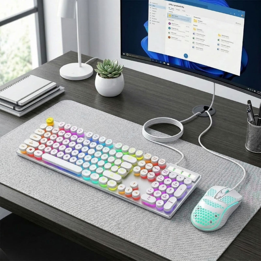 USB Wired Light Up Gaming Keyboard and Mouse Set