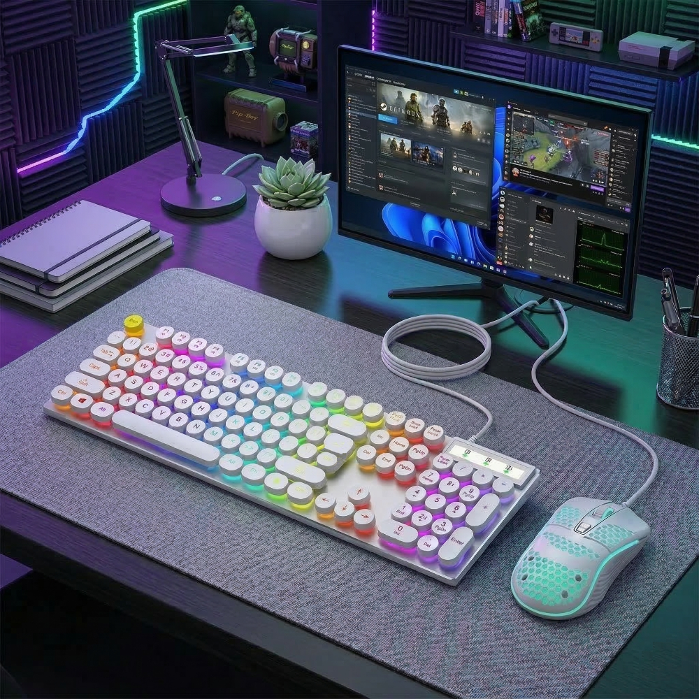USB Wired Light Up Gaming Keyboard and Mouse Set