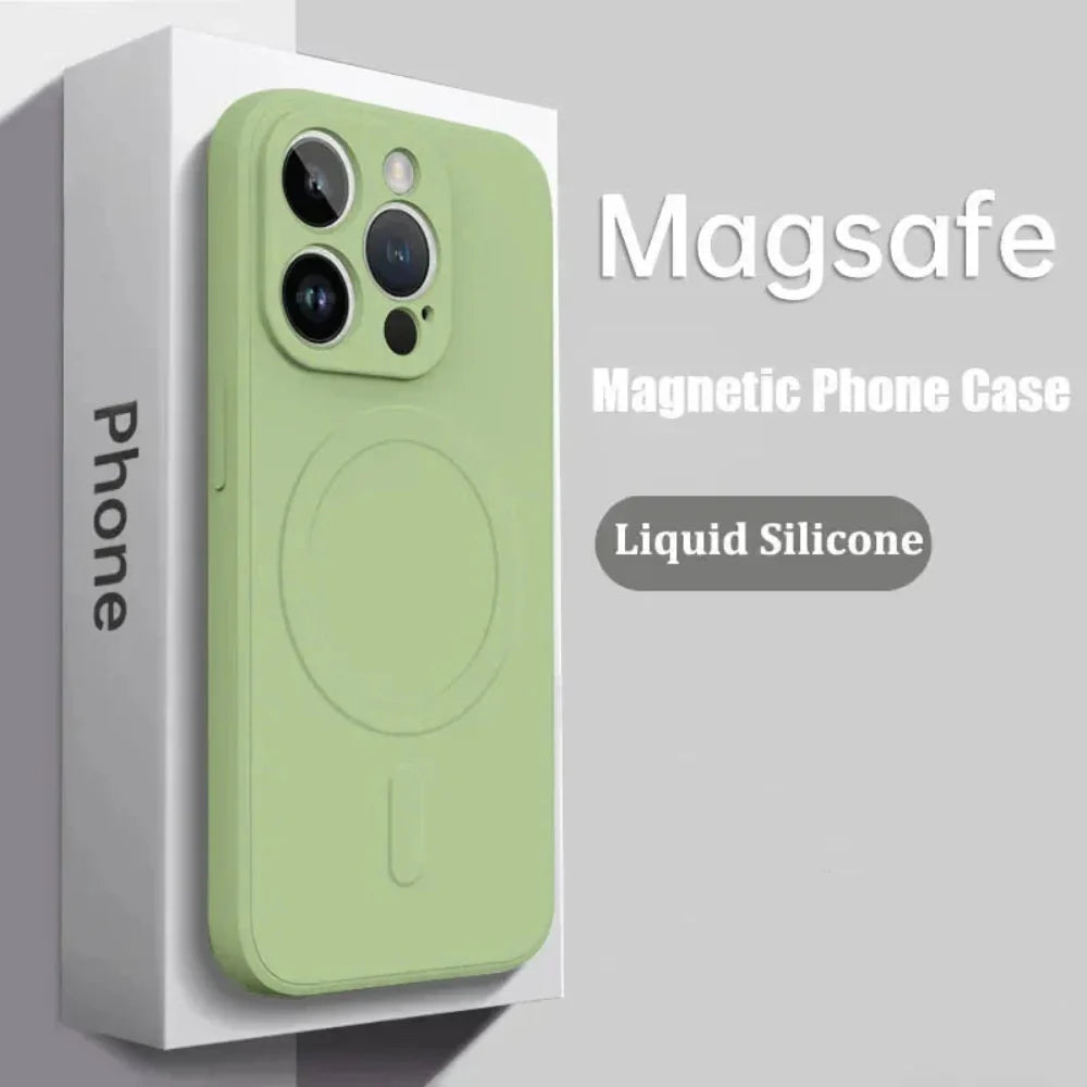Soft Silicone Magnetic charging compatible case for iPhone 14 to iPhone 17 series