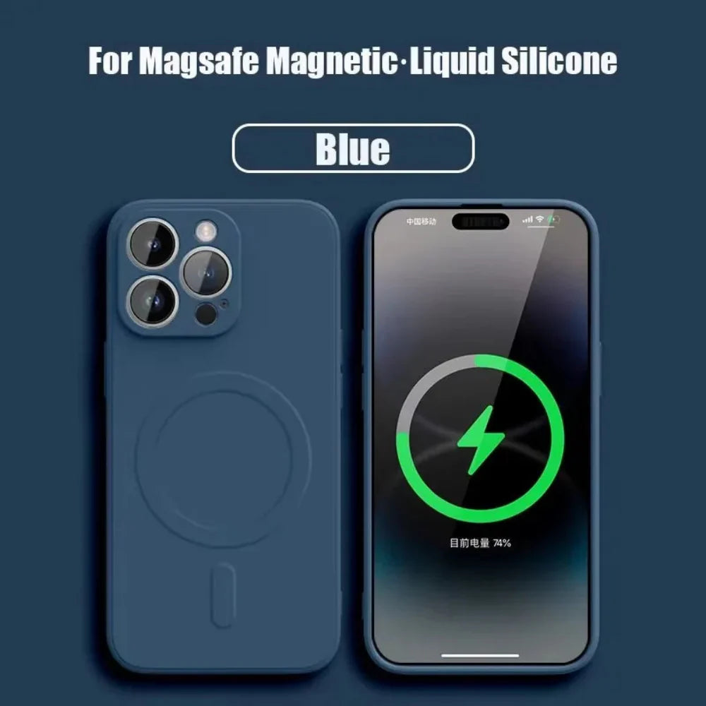 Soft Silicone Magnetic charging compatible case for iPhone 14 to iPhone 17 series