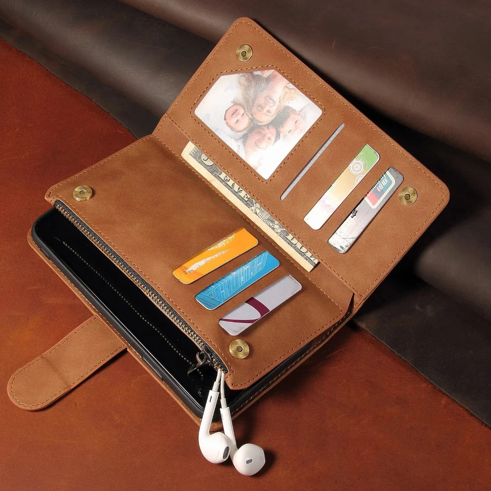 Vegan Leather Wallet Case for iPhone 15 to 17 series