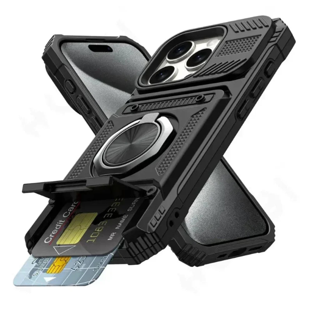 Card Holder Armor Case for iPhone 14 to 17 series