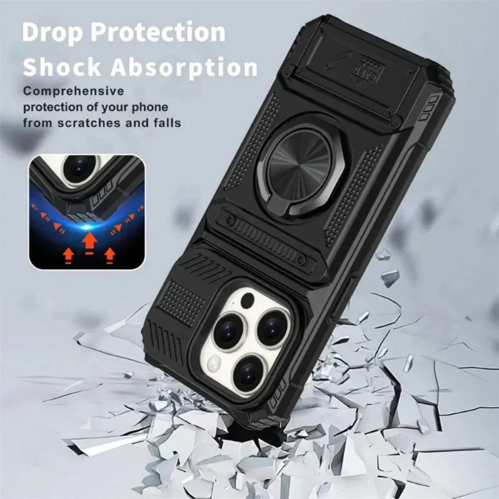Card Holder Armor Case for iPhone 14 to 17 series