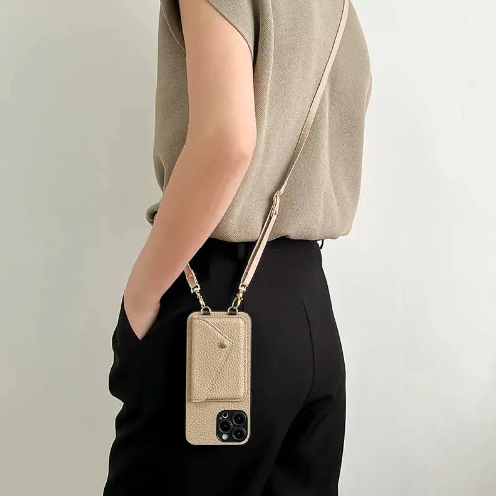 Crossbody Strap Wallet Case for iPhone 13 to 17 series