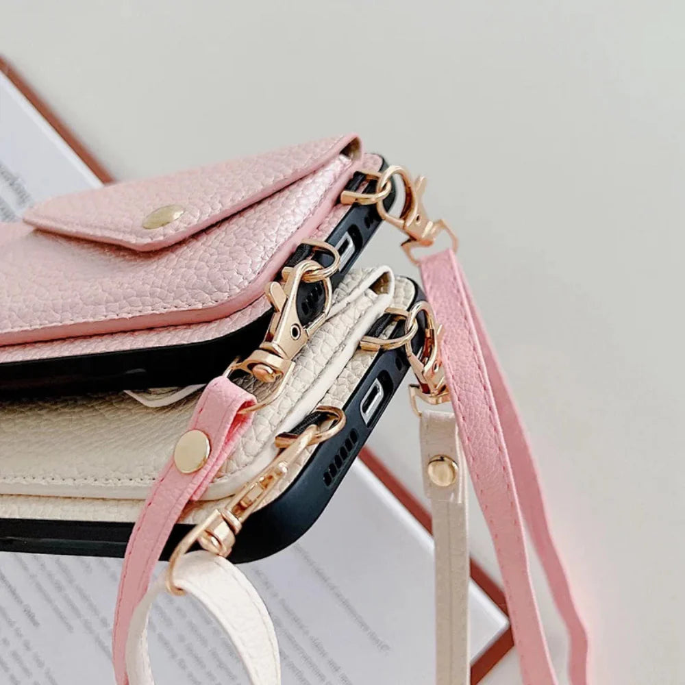 Crossbody Strap Wallet Case for iPhone 13 to 17 series