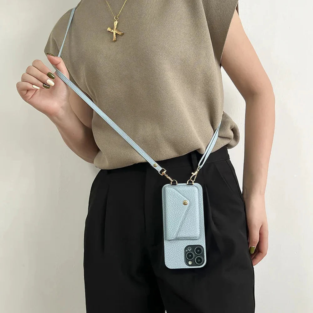 Crossbody Strap Wallet Case for iPhone 13 to 17 series