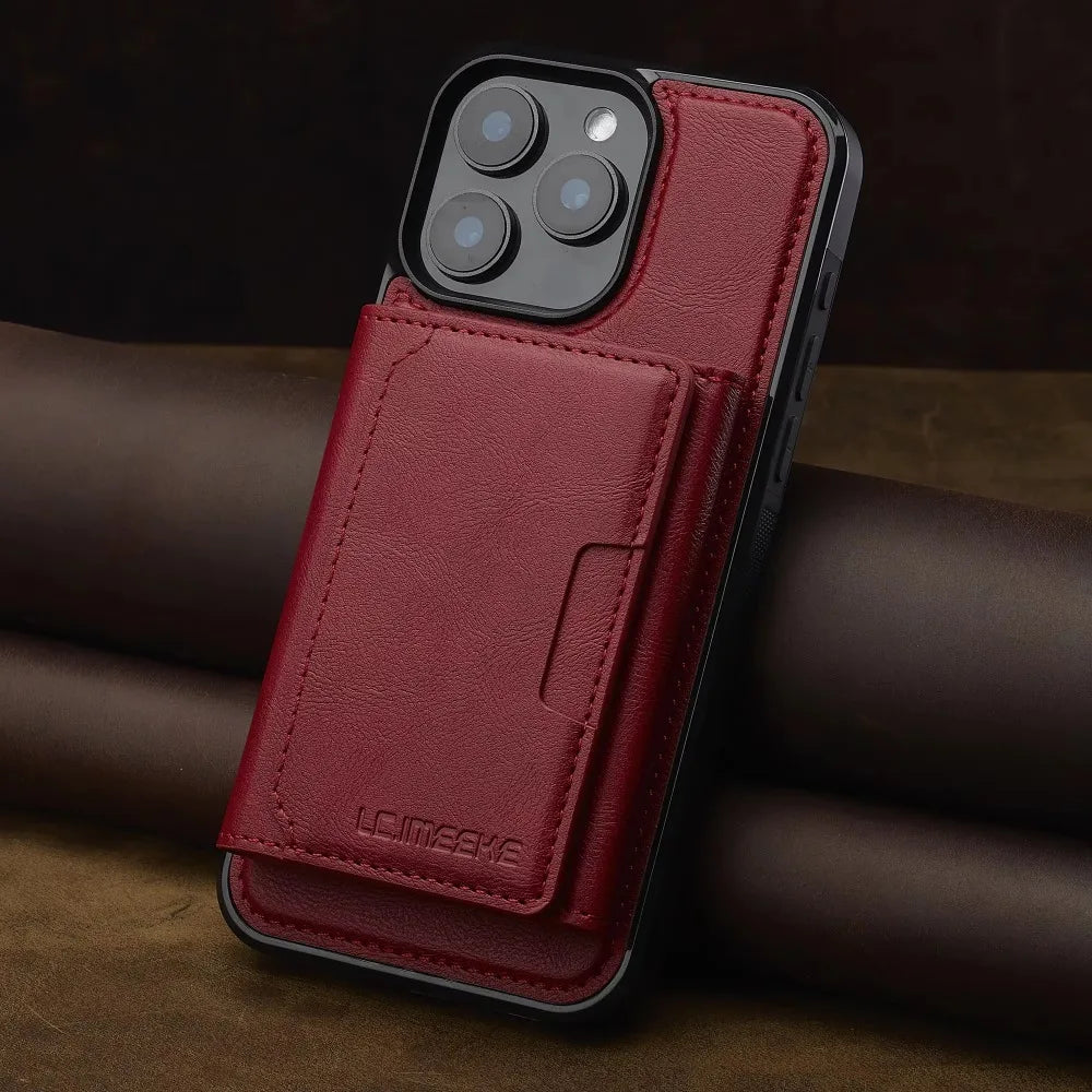 Vegan Leather Detachable Card Holder Case for iPhone 13 to 17 series