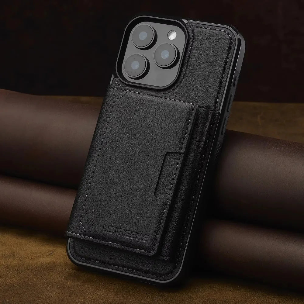 Vegan Leather Detachable Card Holder Case for iPhone 13 to 17 series