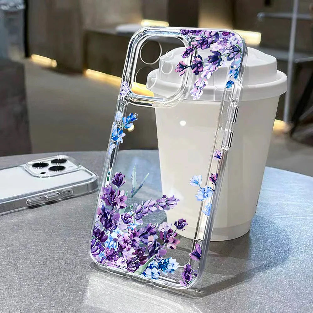 Floral Soft Silicone Phone Case for iPhone 15 to 17 series