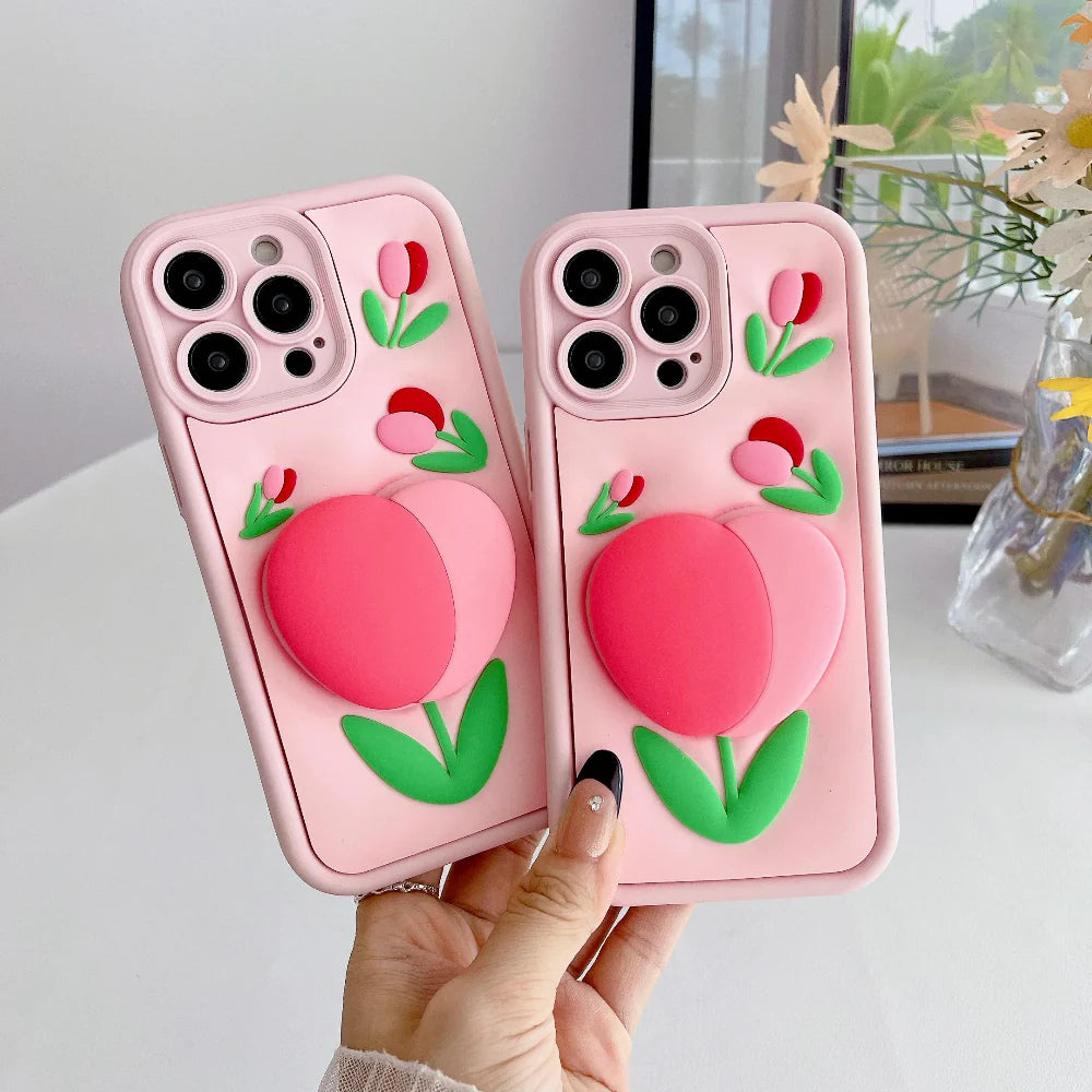 3D Tulip Phone Case for iPhone 12 to 17 series