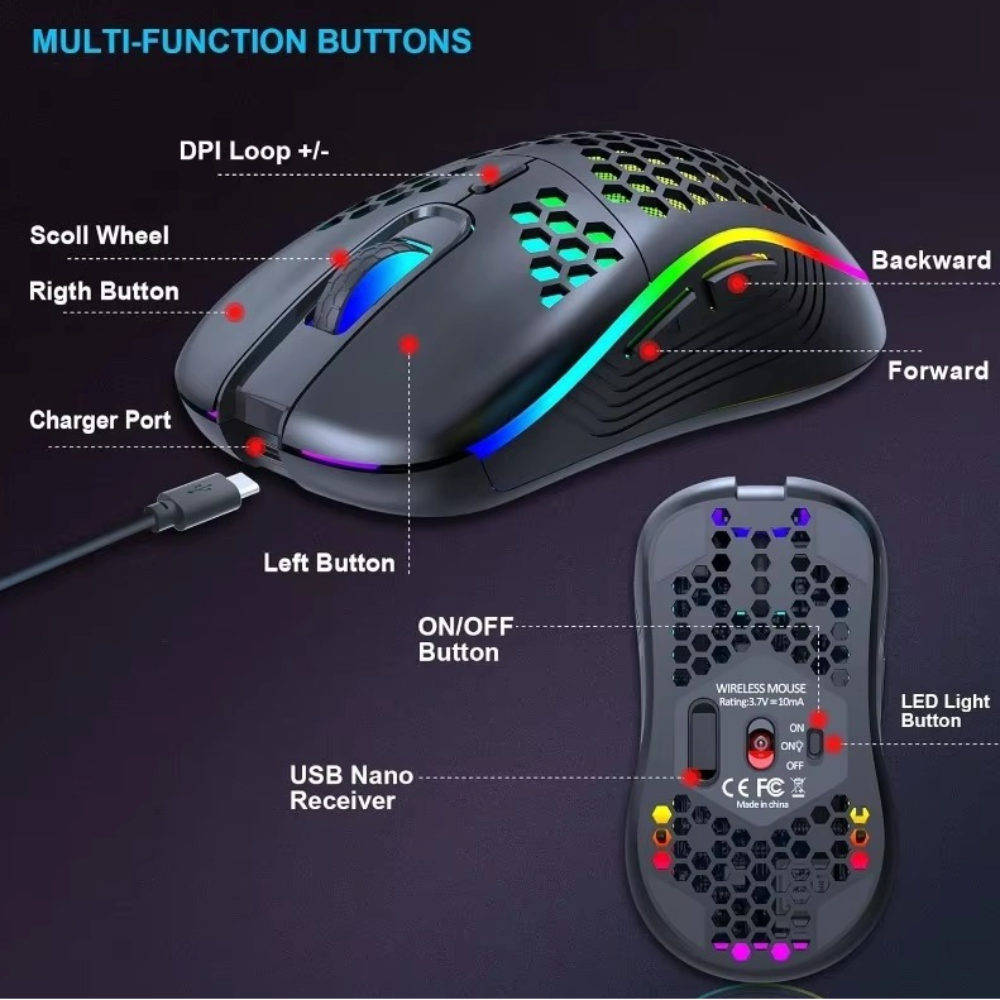 RGB Adjustable DPI Gaming Mouse