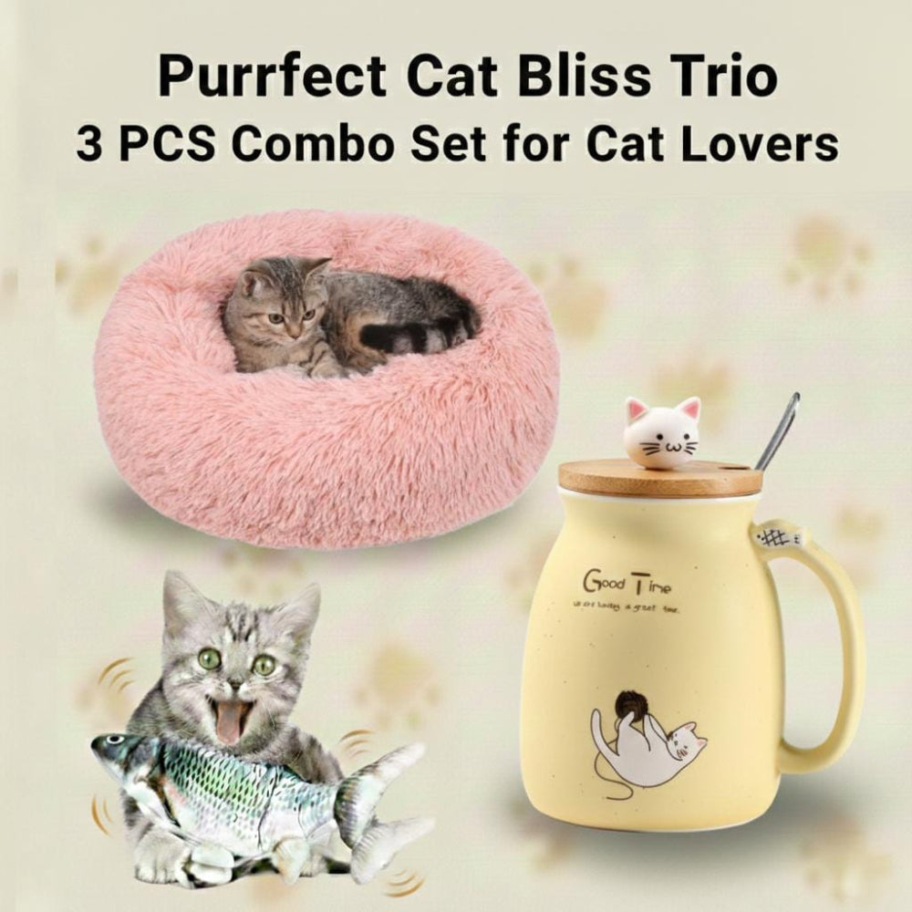 Purrfect Cat Bliss Trio – 3 PCS Combo Set for Cat Lovers