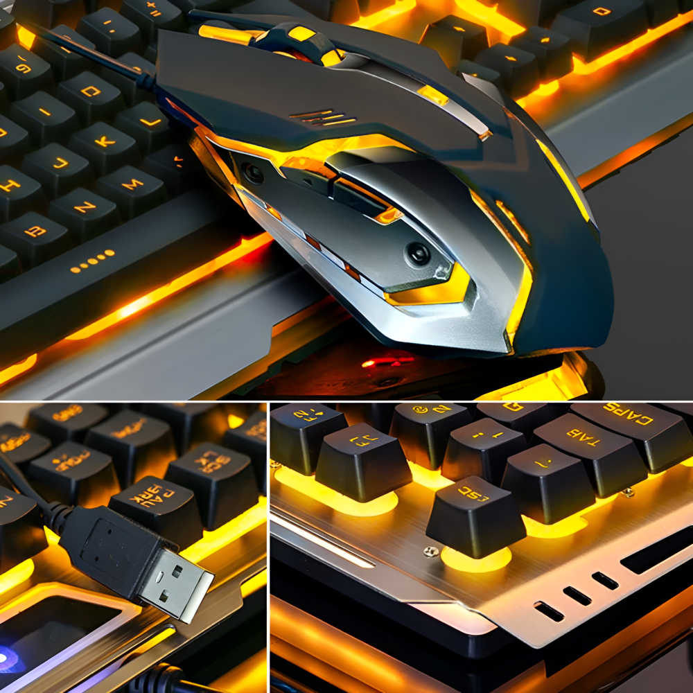 Premium Metal Gaming Keyboard and Mouse Set