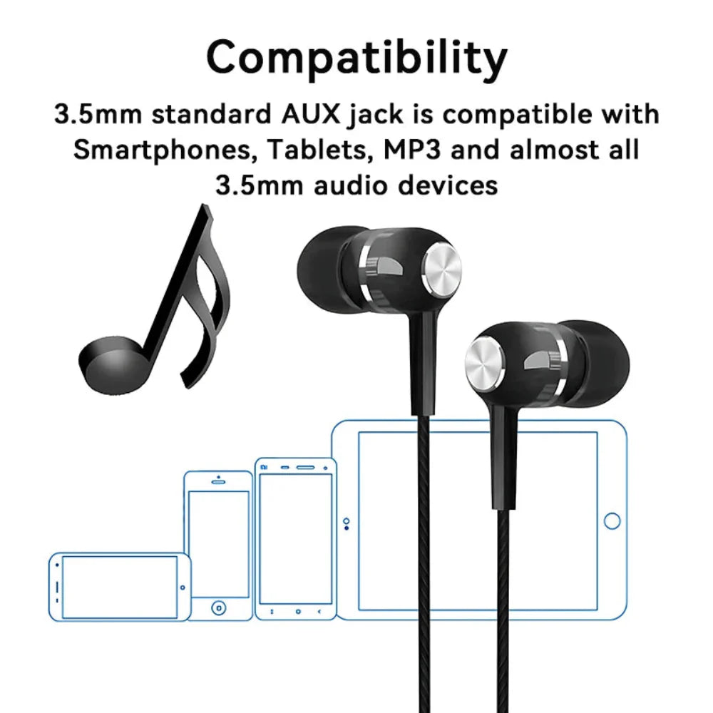 Buy 1 Get 2 Free | 3.5mm HiFi Heavy Bass Wired Earbuds