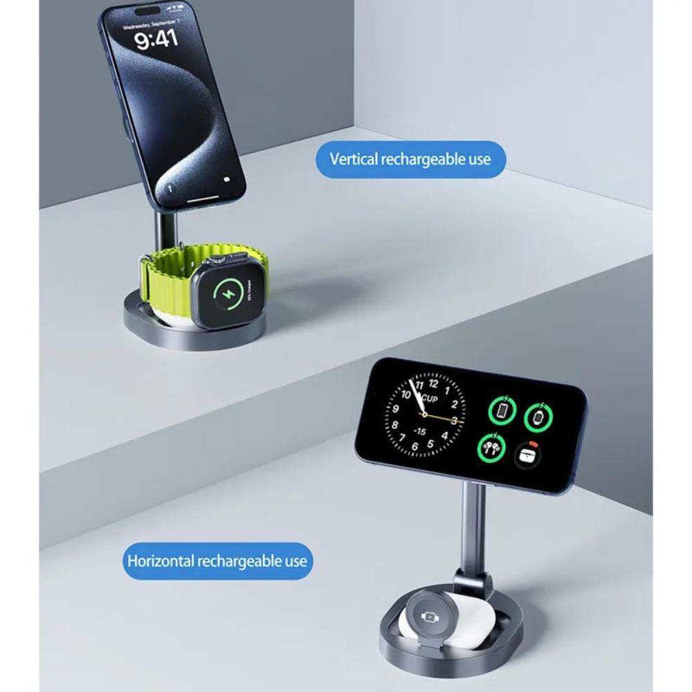 Foldable 3 in 1 Wireless Magnetic charger for iPhone, Airpod and iWatch