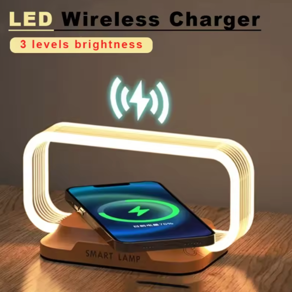 Wireless Phone Charging Station With Adjustable LED Night Light