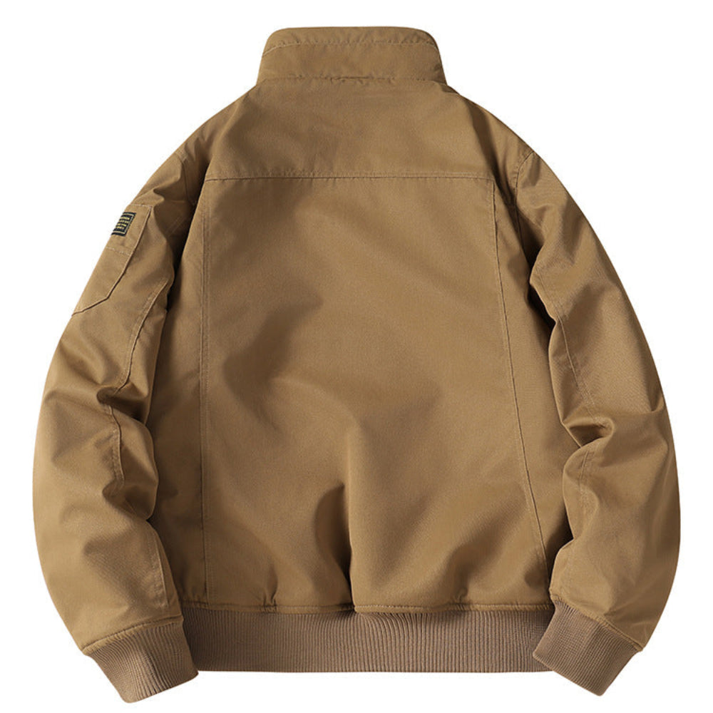 Mens High Neck Bomber Jacket With Inner Faux Fur Lining