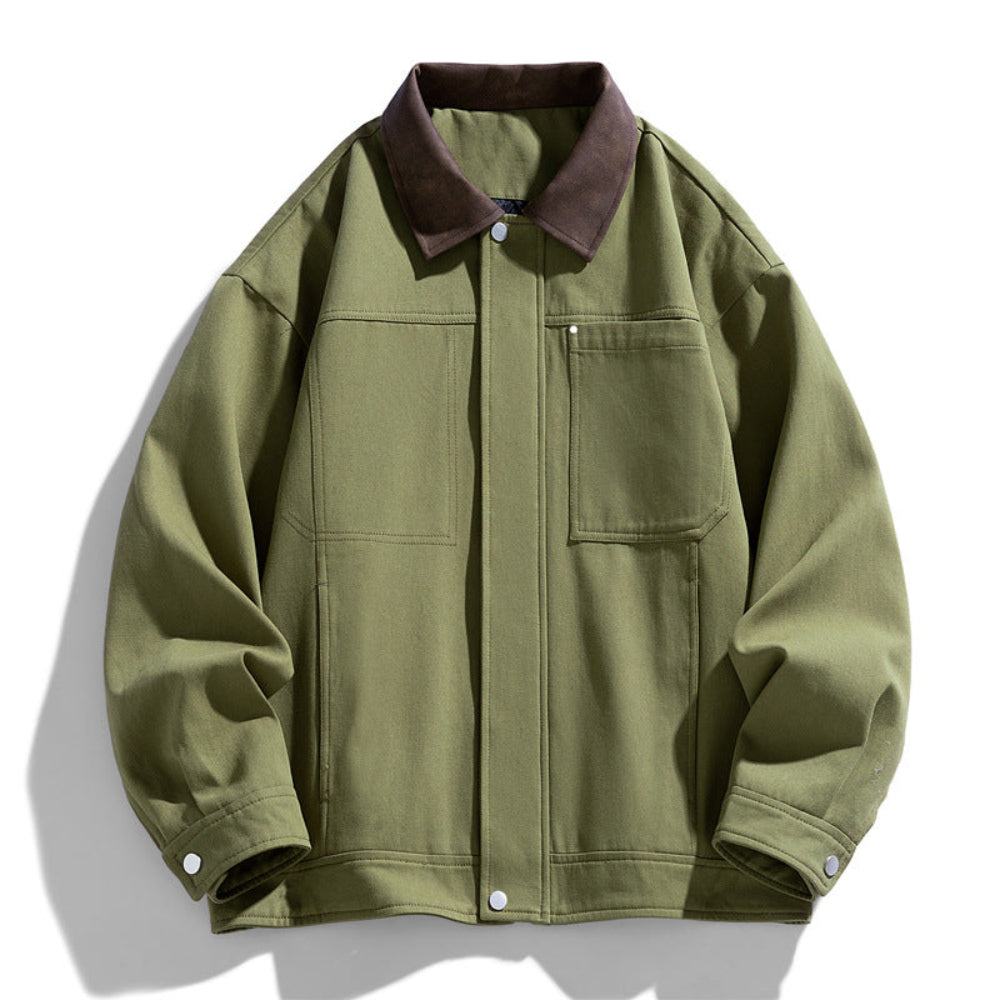 Mens Lapel Collar Bomber Jacket With Pockets