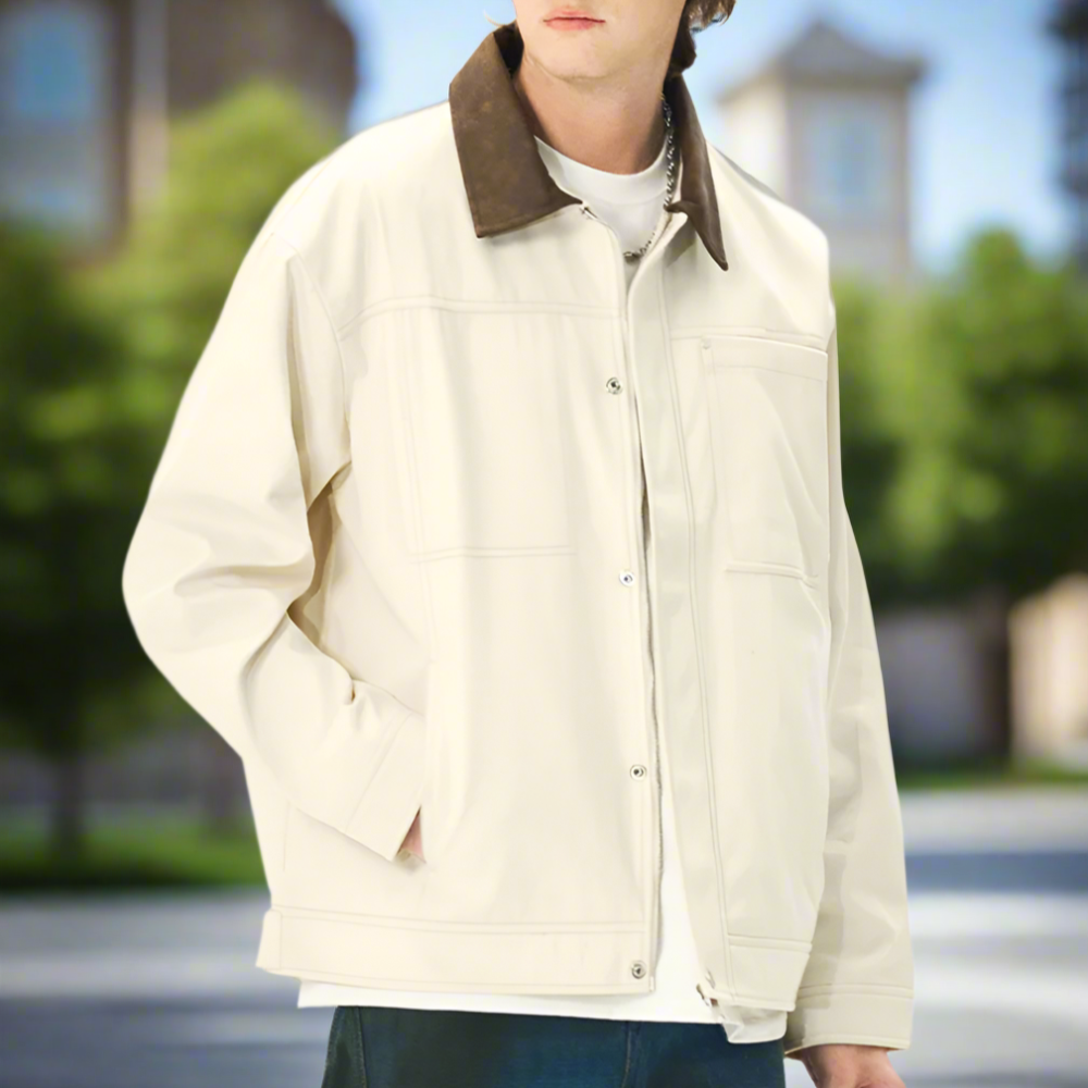 Mens Lapel Collar Bomber Jacket With Pockets