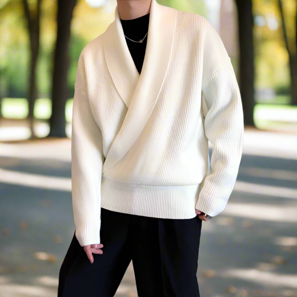 Mens K-Style Cross-Front Wrap Sweater