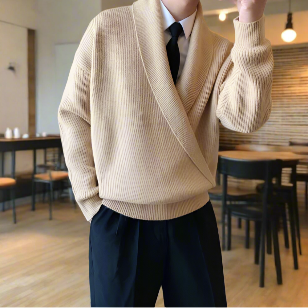 Mens K-Style Cross-Front Wrap Sweater