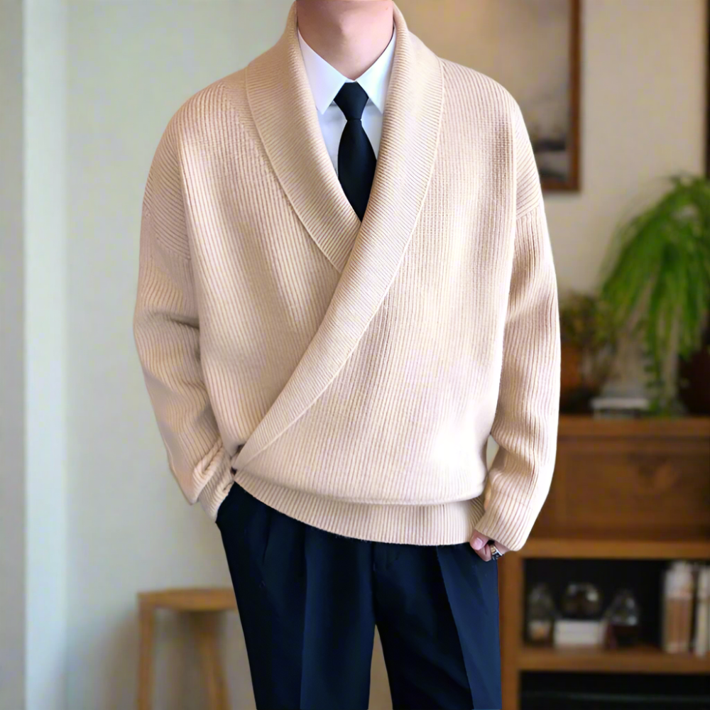 Mens K-Style Cross-Front Wrap Sweater