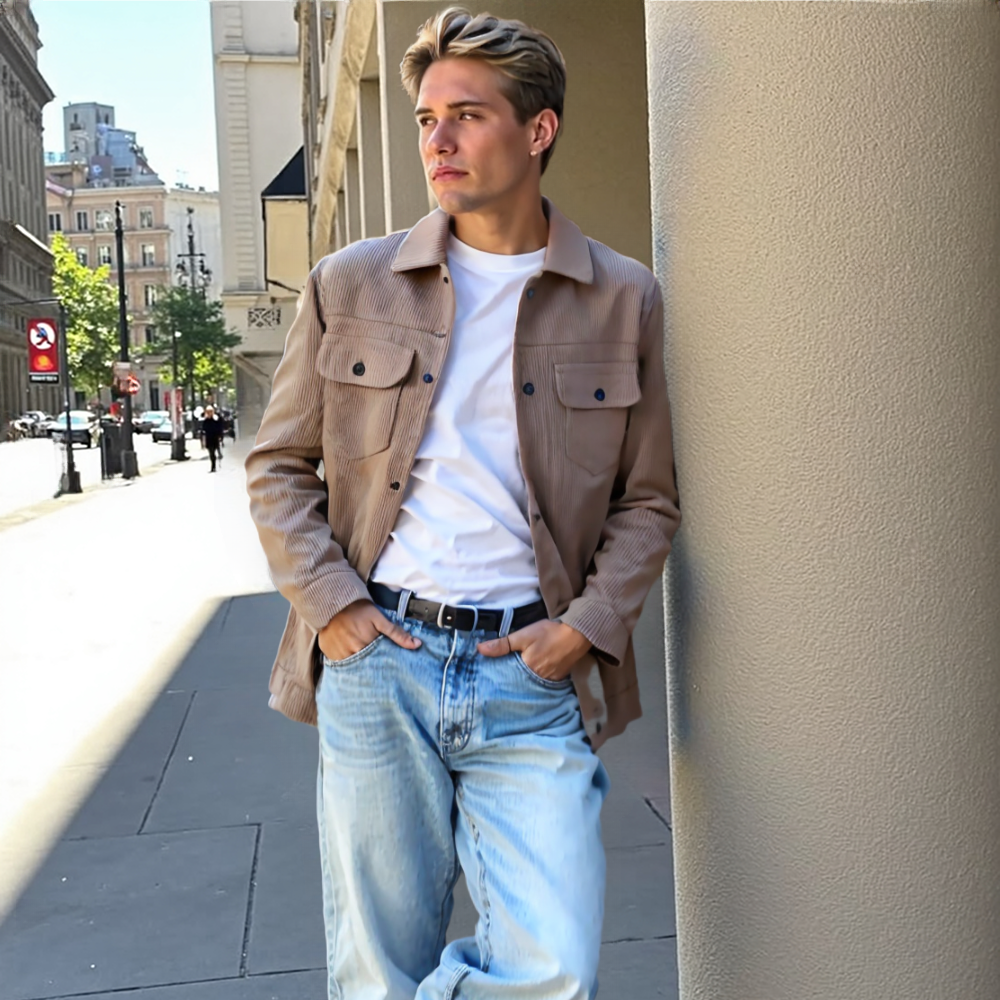 Mens Corduroy Jacket With Short Inner Faux Fur Lining